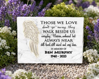Personalized Memorial Stone with Angel Wings, Sympathy Gift for Loss of Loved One, Remembrance Garden Stone, Custom Grave Marker Plaque