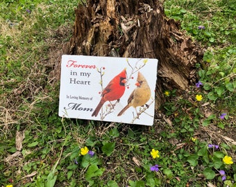 Cardinal Memorial Garden Stone: Sympathy Remembrance Grave Marker (6"x9")