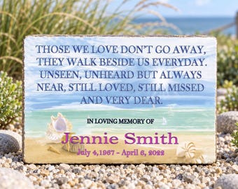 Personalized Beach Memorial Garden Stone, 9x6 Concrete Paver Plaque, Ocean Theme Remembrance Sympathy Gift