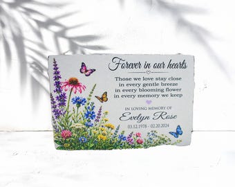 Personalized Memorial Stone Custom Remembrance Plaque Loss of Mother Floral Sympathy Garden Gift