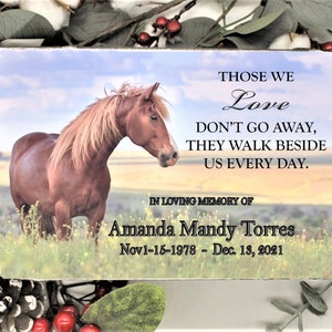 Memorial Stone plaque , Those we love with a Horse in an open field Memorial plaque  6&quot;x9&quot;x2&quot; Garden stone