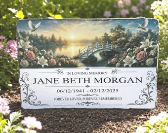 Personalized Dove Memorial Stone, White Doves Remembrance Garden Plaque, Sympathy Gift