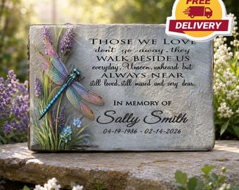 Piedra conmemorativa personalizada con forma de libélula, decoración de jardín para recordar a un ser querido, regalo para exteriores.