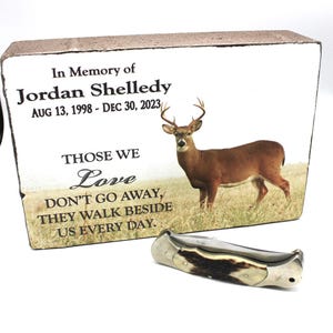 Deer Hunter Memorial Stone, Personalized Whitetail Deer Garden Memorial, In Loving Memory Gift for Hunter or Outdoorsman, 9x6 image 4