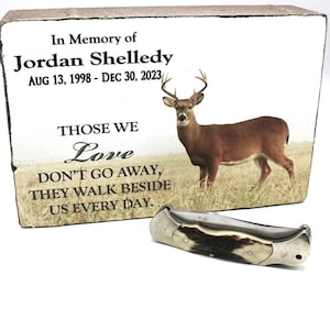 Hunters memorial stone 6"x9" x2" personalizedgift with name and dates.