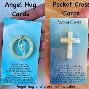 Kit de tarjetas de respaldo y puntos adhesivos de cruz de bolsillo y abrazo de ángel, oración de bolsillo, abrazo de bolsillo DIY, regalo de consuelo, cristiano, tarjeta de duelo, artesano