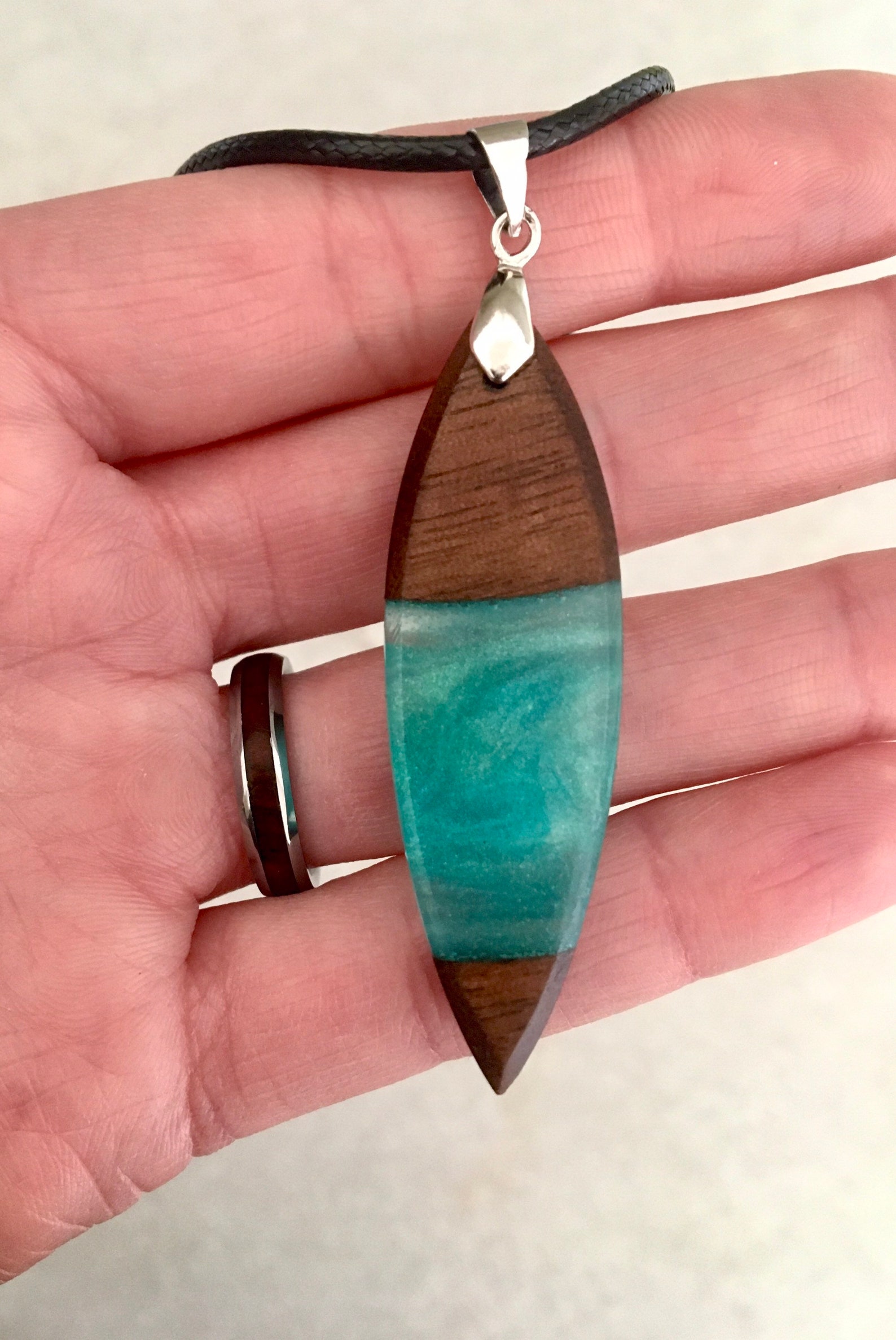 Wood and resin surfboard necklace beachy necklace surfer Etsy
