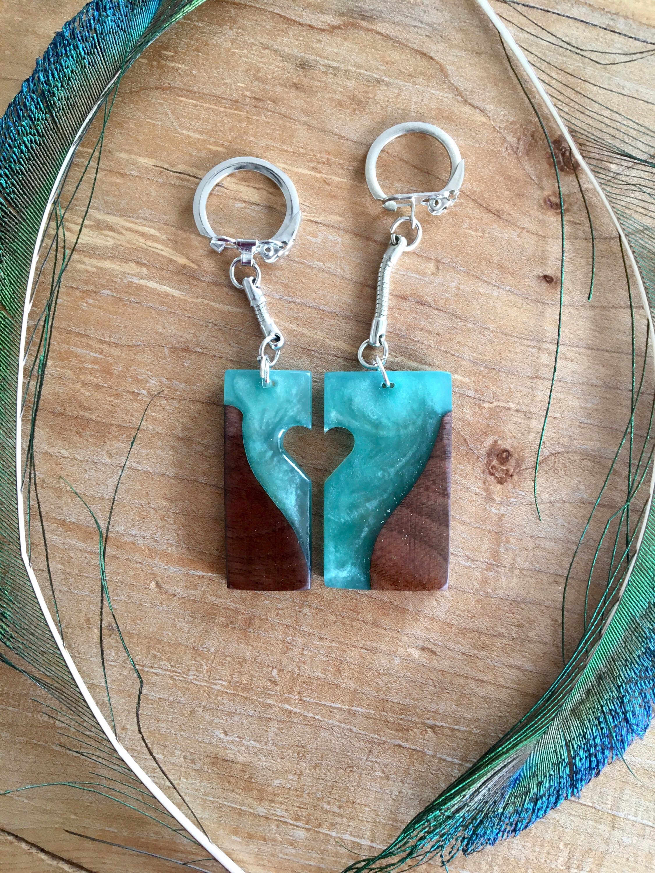 Best friend keychains wood and resin keychain beach Etsy