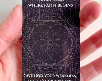 Inspirational quote backing card, pocket hug card, pocket prayer, cross necklace gift, Christian card, Have Faith quote, bible camp gift