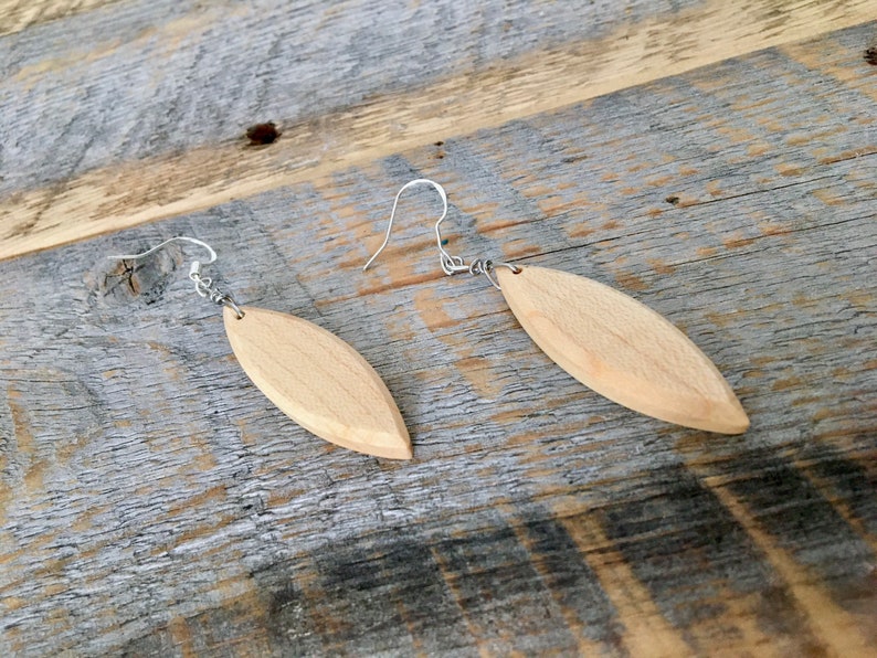 unique jewelery for her classic earrings beachy Wood surfboard shaped dangle earrings gorgeous maple wood ocean jewelry wood earrings