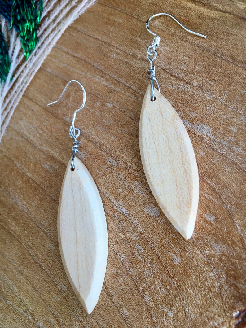 unique jewelery for her classic earrings beachy Wood surfboard shaped dangle earrings gorgeous maple wood ocean jewelry wood earrings