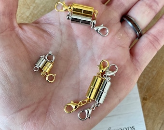 Magnetic necklace clasp, gold or silver color, break away clasp, easy to use clasp, clasp for elderly, poor dexterity, add-on, strong magnet
