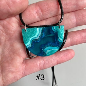 Larger geode inspired resin necklaces, statement jewelry, west coast style, beach wedding, geode art, gift for earthy girl, nature inspired image 4