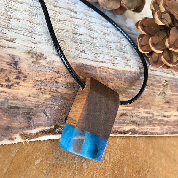 Unisex necklace, wood resin necklace, beach vibes, earthy necklace, unique wood jewelry, tomboy jewelry, surfer necklace, for her, for him