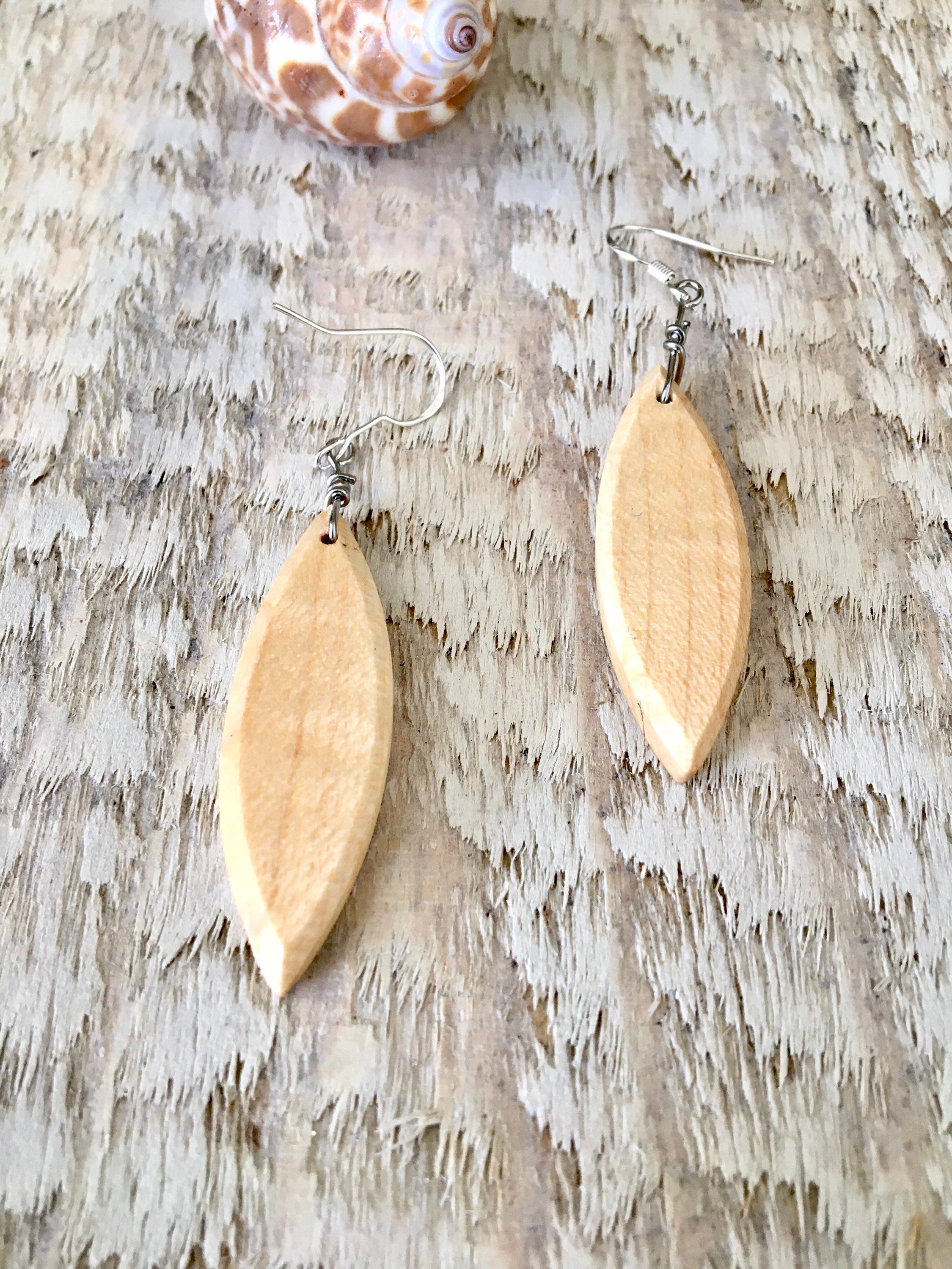 Surfboard earrings wood earrings surfer earrings neutral Etsy