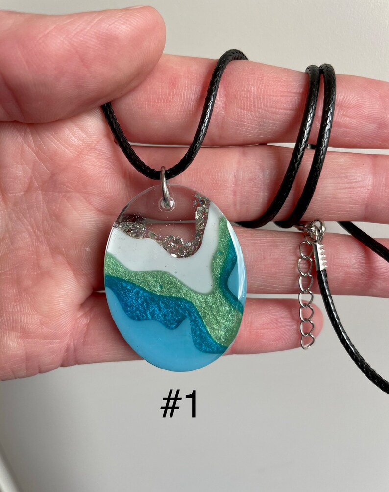 Larger geode inspired resin necklaces, statement jewelry, west coast style, beach wedding, geode art, gift for earthy girl, nature inspired image 2