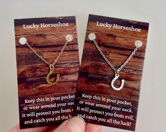 Lucky horseshoe charm necklace, good luck charm, protection jewelry, minimalistic, country girl, gender neutral gift, small graduation gift