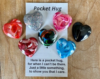 Mini pocket hug, resin heart, gift of love, token of friendship, show you care, comfort heart for child, long distant relationship gift