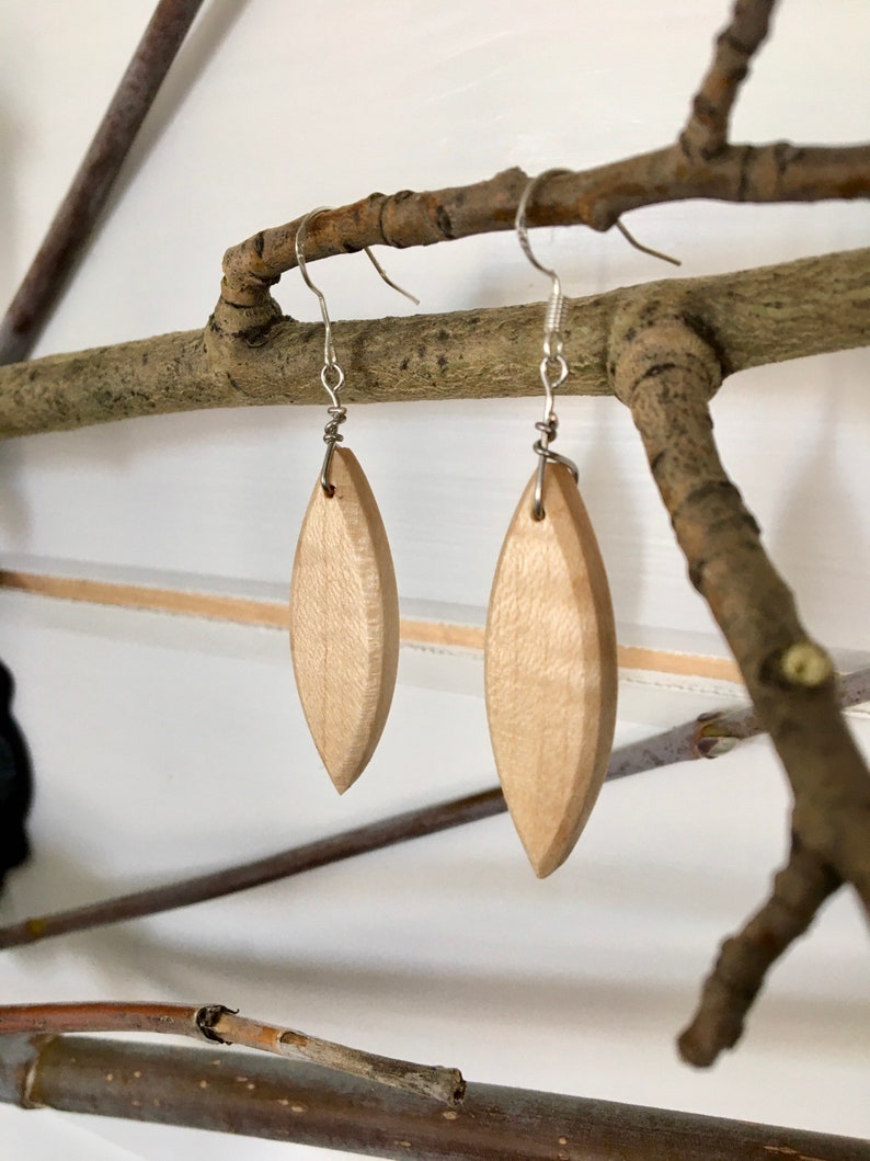 unique jewelery for her classic earrings beachy Wood surfboard shaped dangle earrings gorgeous maple wood ocean jewelry wood earrings