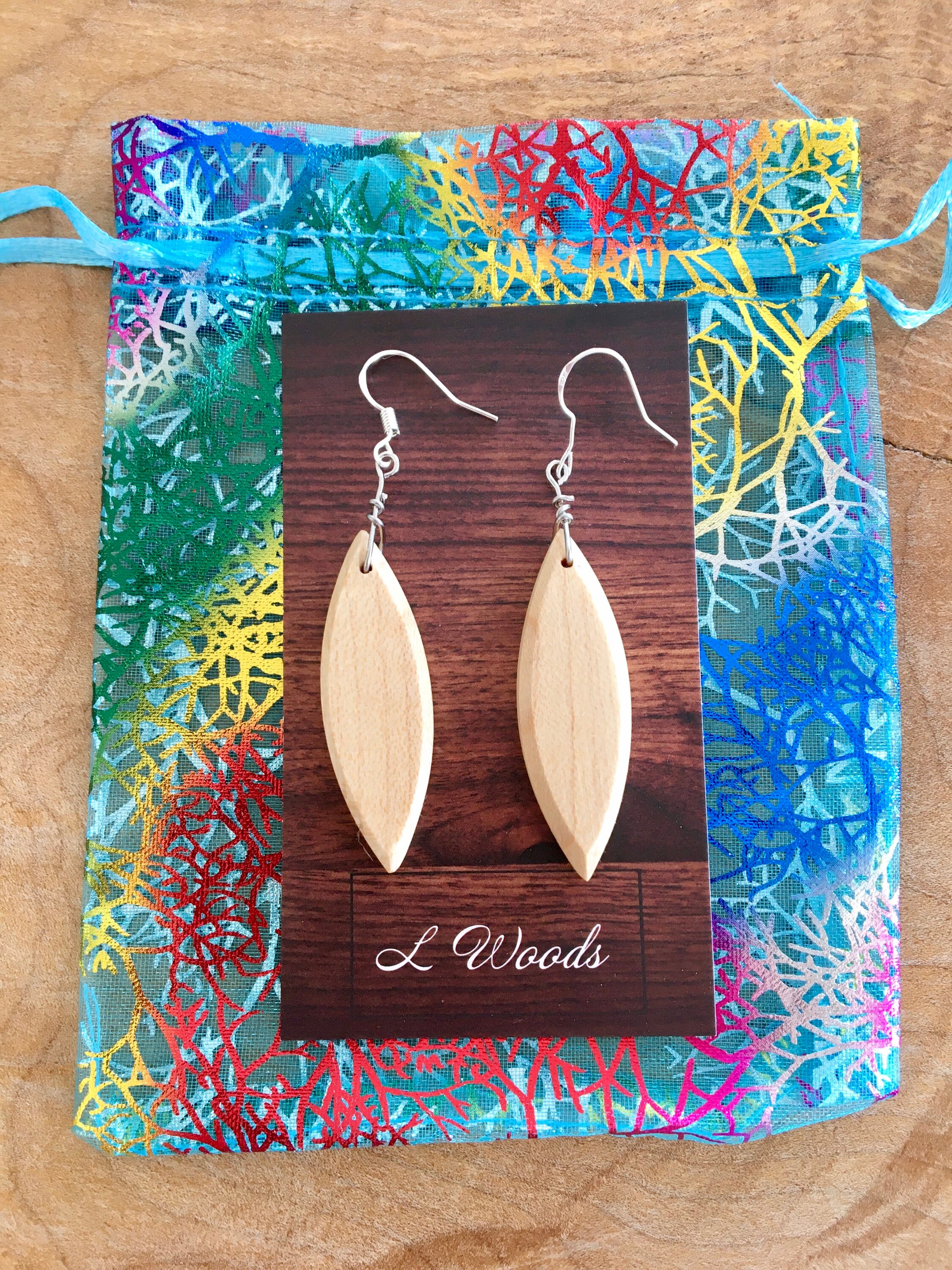 Surfboard earrings wood earrings surfer earrings neutral Etsy