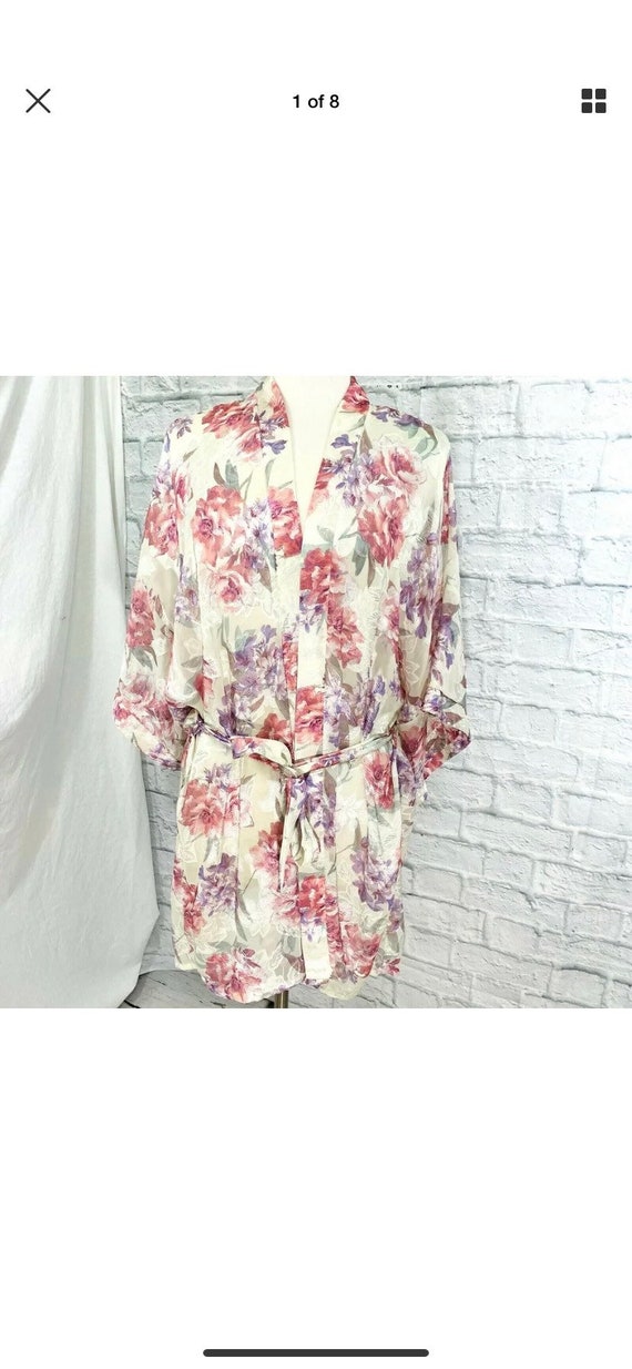 Lucie Ann L Robe Sheer Short Belted Pink