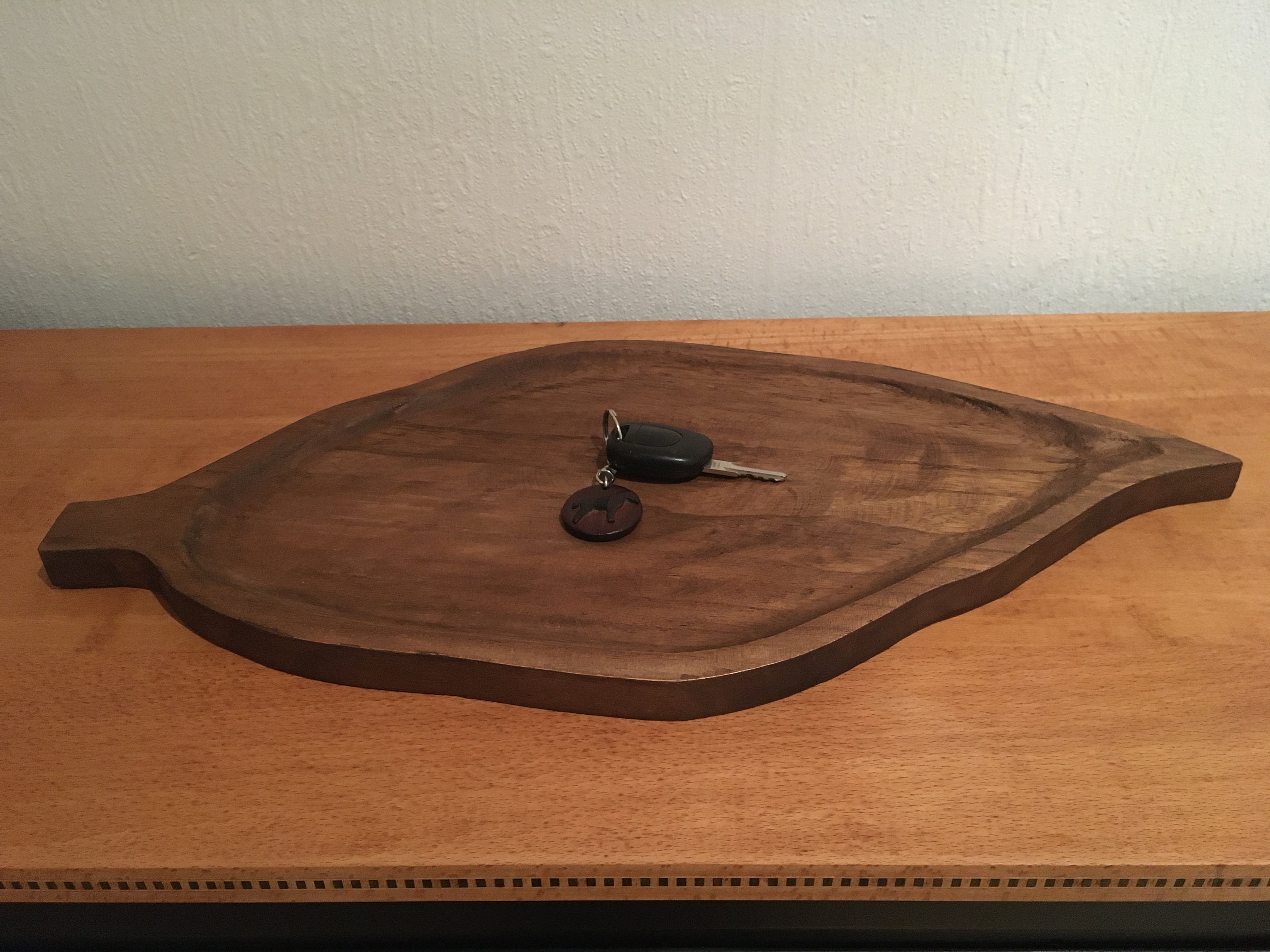 Plateau Feuille en Bois Patiné