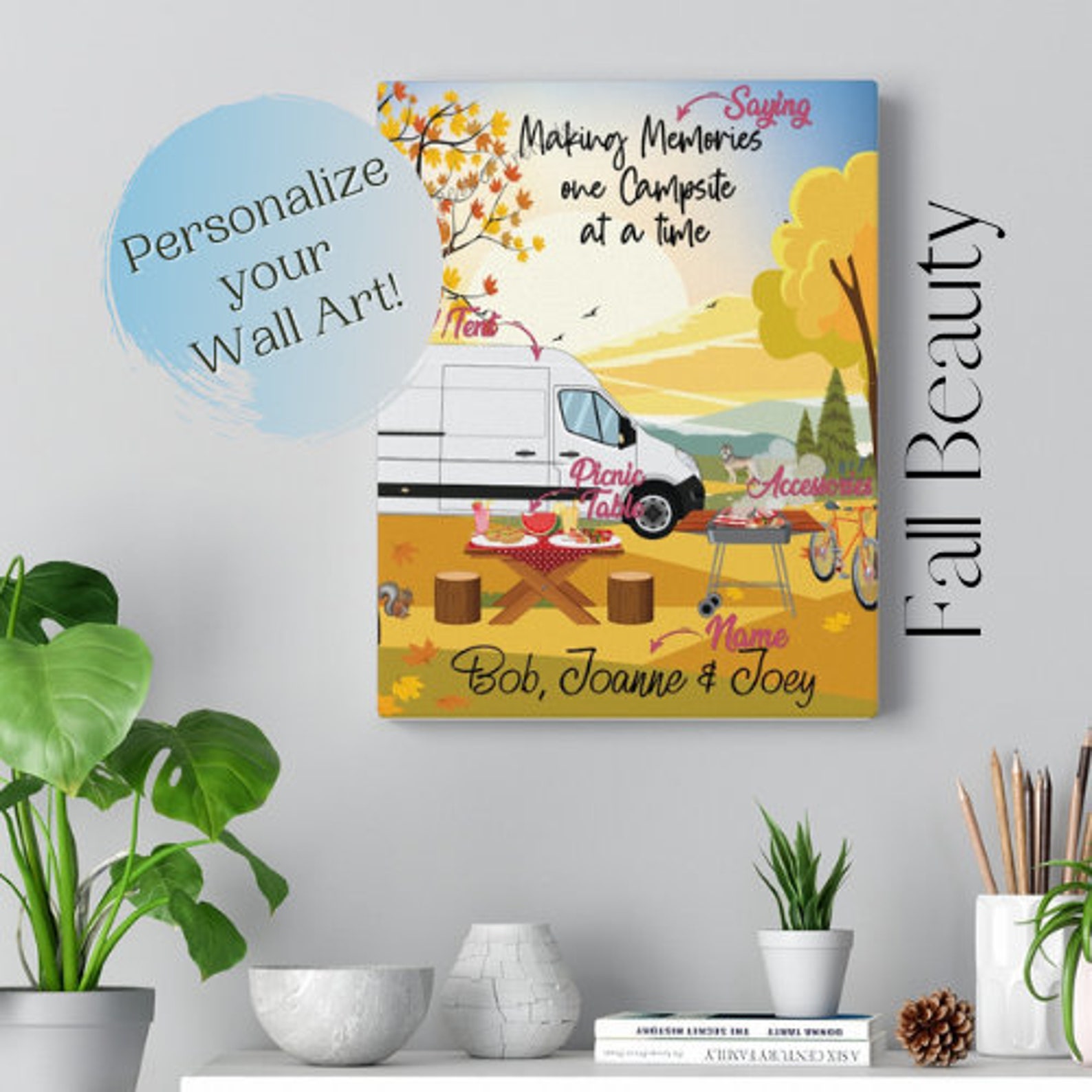 Camping RV Wall Art Canvas Van Life Fall Beauty Etsy