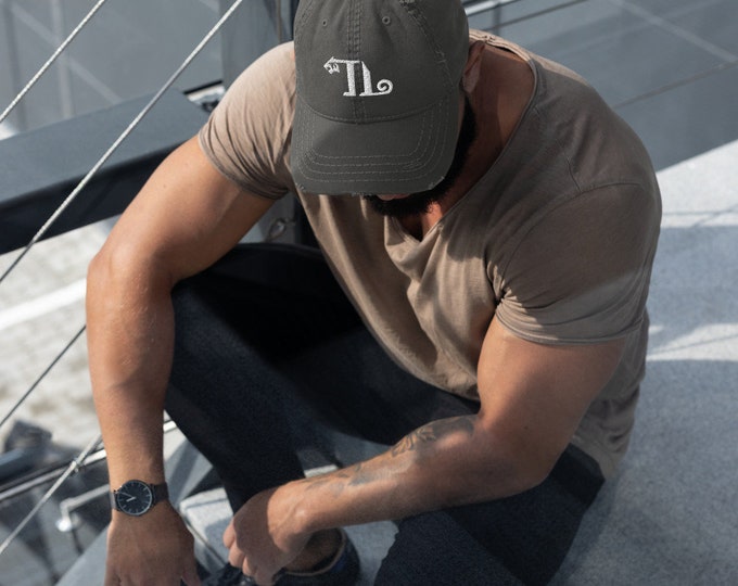 TygerLadi White Logo Distressed Dad Hat