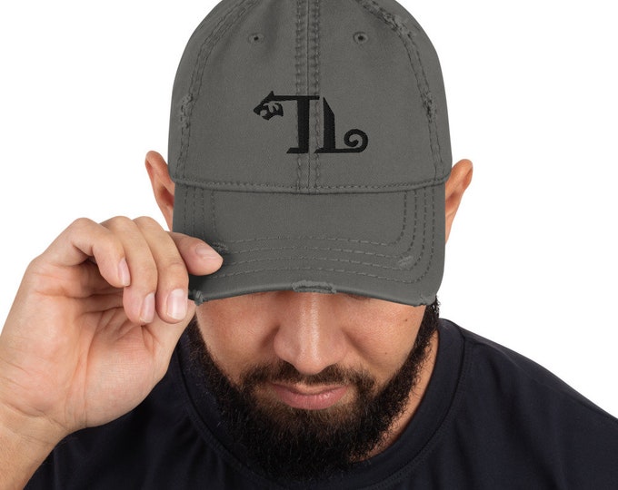 TygerLadi Black Logo Distressed Dad Hat