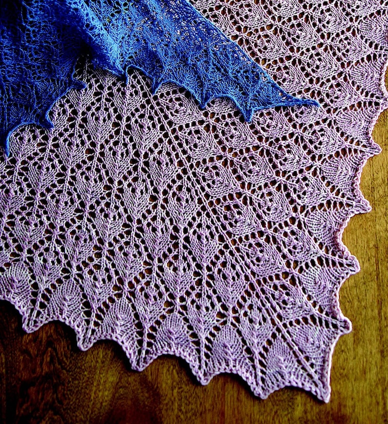 Flower Basket Lace Shawl & Scarf Knitted Pattern PDF Download image 1