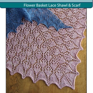 Flower Basket Lace Shawl & Scarf Knitted Pattern PDF Download image 2