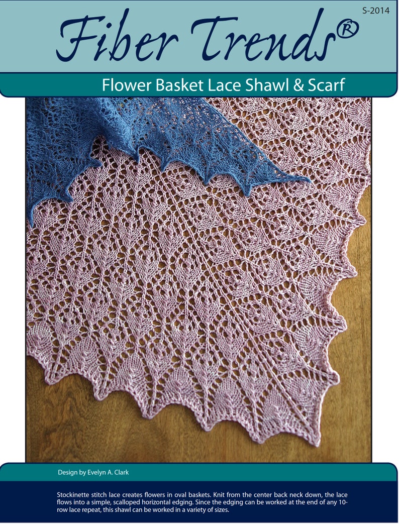 Flower Basket Lace Shawl & Scarf Knitted Pattern PDF Download image 2