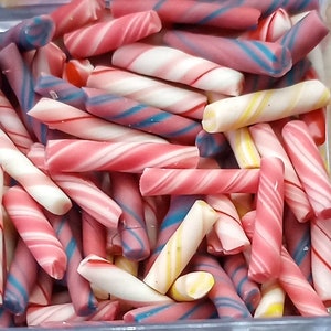 miniature candy, tiny food 1:12 scale, dollhouse candy, pink candy sticks, miniature candy store