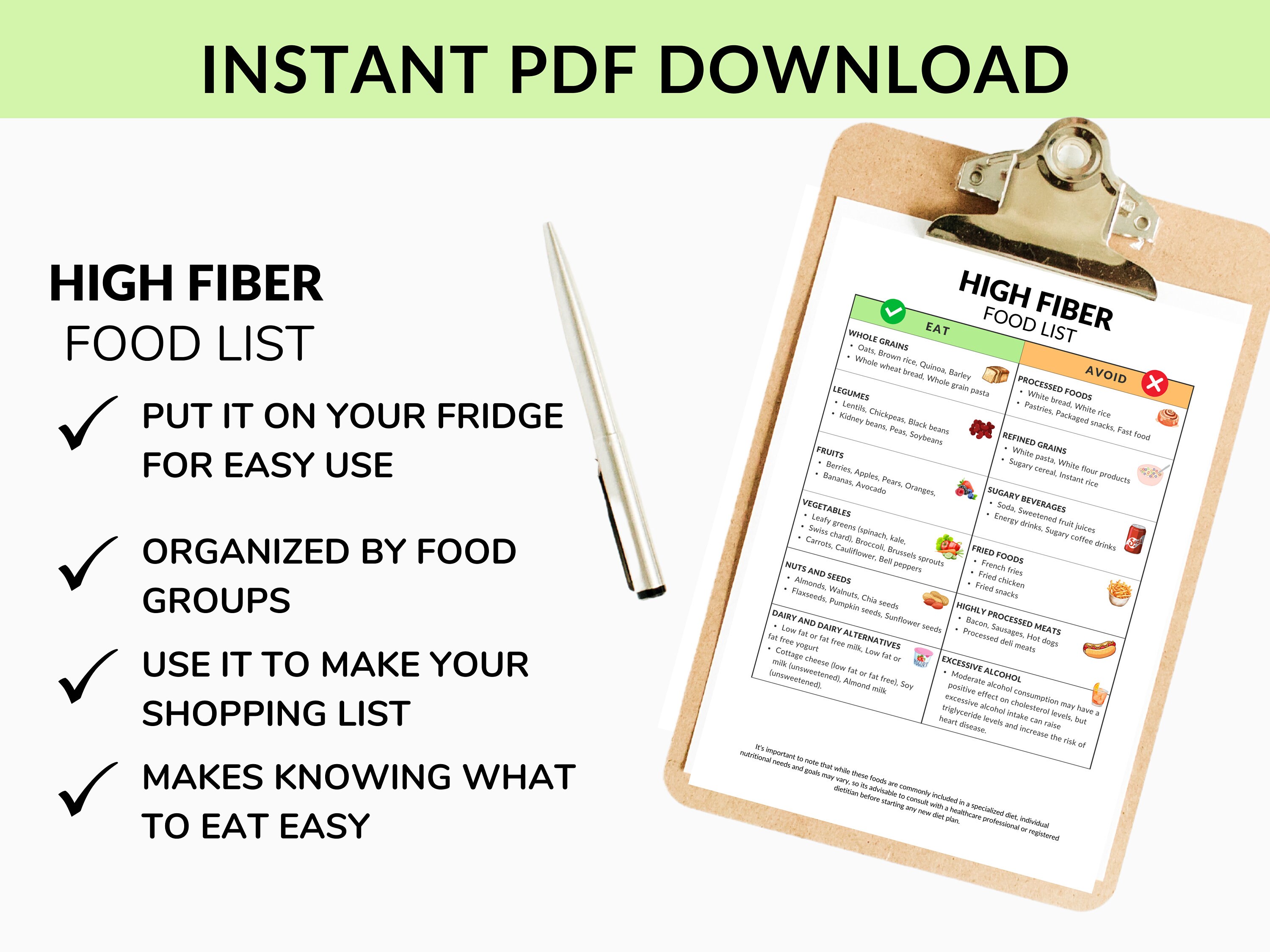 High Fiber Food List, Fiber Sources, Fiber Rich Diet, Grocery List ...