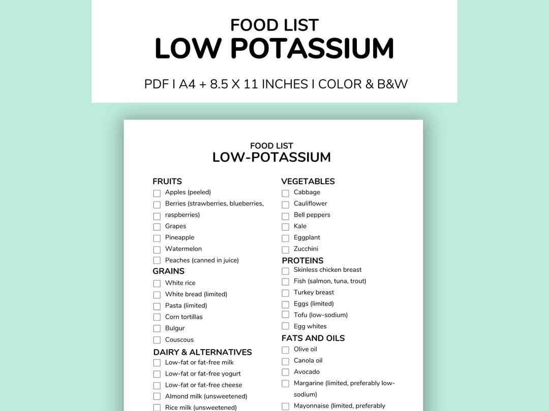 Low Potassium, Food List, Kidney Disease, Renal Diet, Chronic Illness