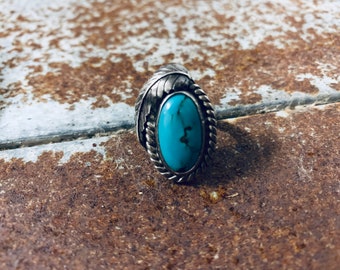 size 9 34 Silver and Turquoise ring by Nelvin Chee