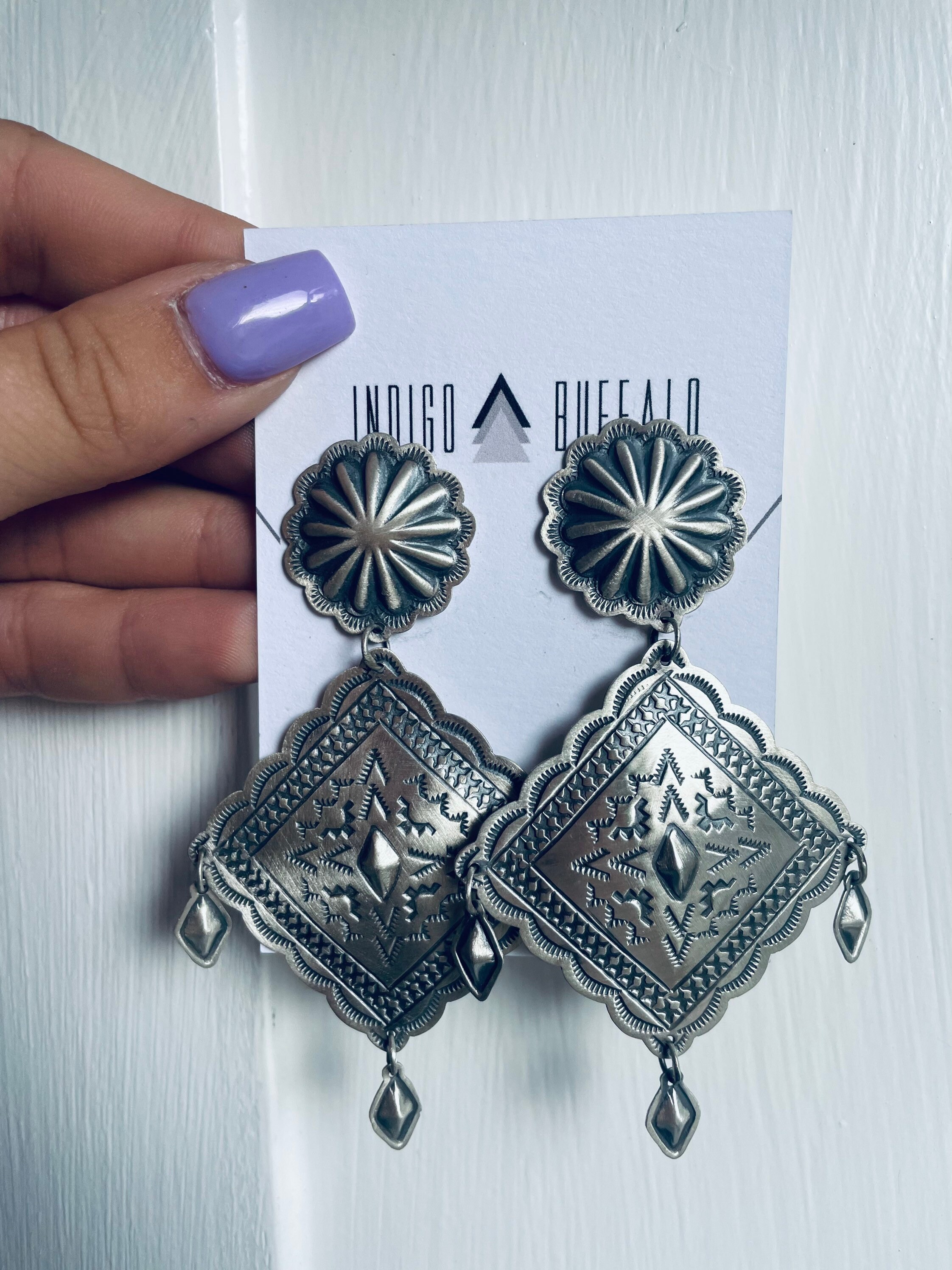 Sterling silver concho earrings clearance