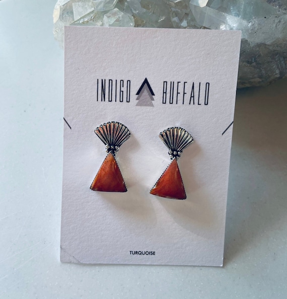 Sterling and Genuine Spiny Oyster Earrings