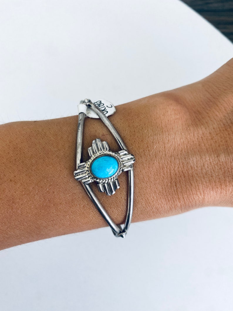 Boho Sterling Silver and Turquoise Cuff