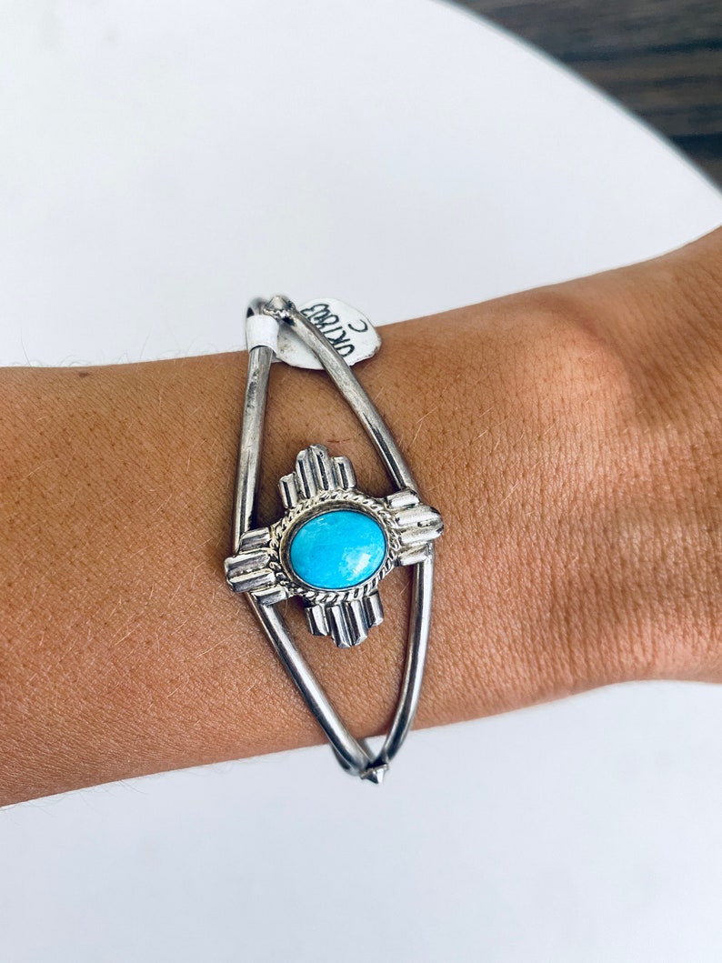 Boho Sterling Silver and Turquoise Cuff