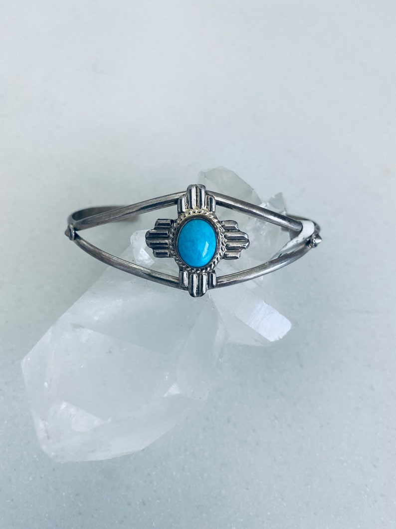 Boho Sterling Silver and Turquoise Cuff