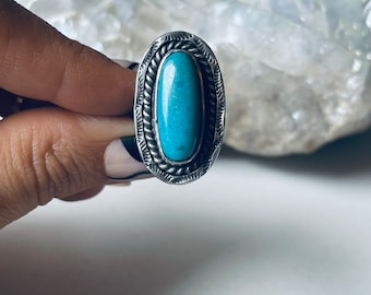 Size 6.5 Vintage Turquoise and Sterling Silver Ring
