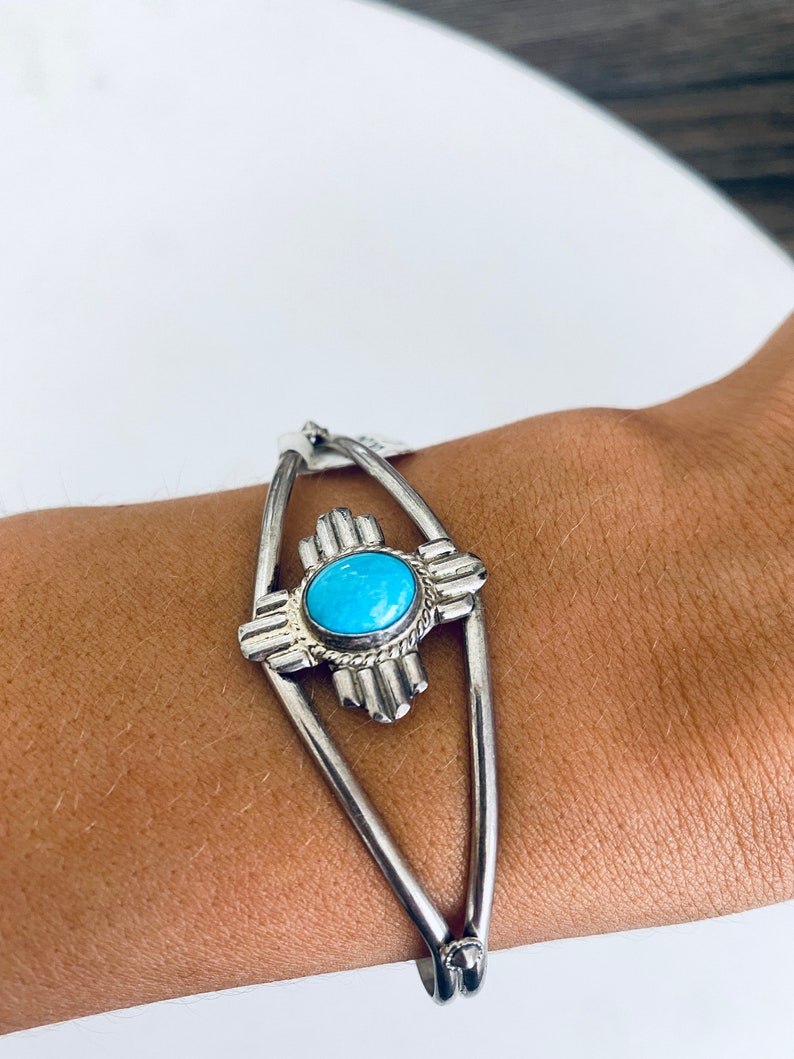 Boho Sterling Silver and Turquoise Cuff