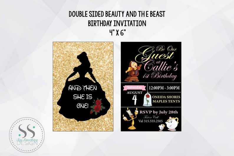 Beauty and the Beast Birthday Invitation, Belle, Be Our Guest ...