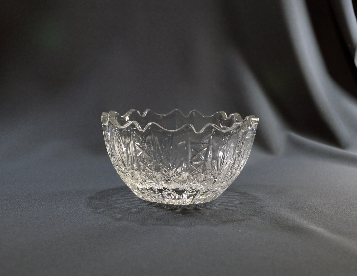 Vintage crystal candy bowl Elegant salad bowl Cut crystal Etsy
