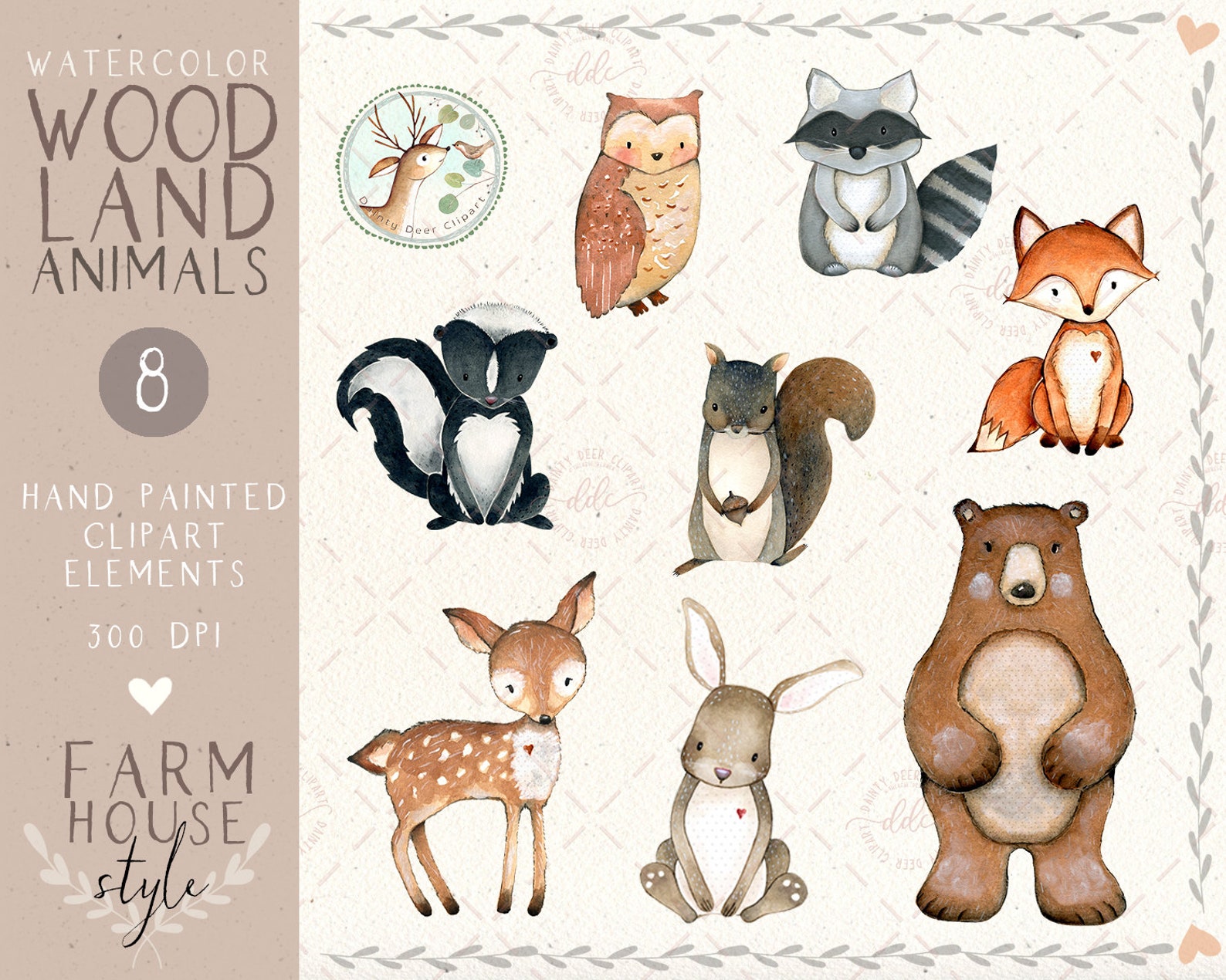 Woodland Animals Clipart Watercolor Woodlands Clipart - Etsy
