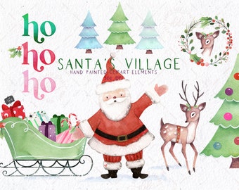 SANTA Clipart, Weihnachten Clip Art, Aquarell Clipart, niedliche Santa Art, Weihnachtscliparts, Retro Weihnachtscliparts, Keksbörse Grafiken