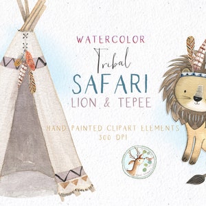 Imágenes Prediseñadas de Safari de acuarela, imágenes prediseñadas de la selva de acuarela, imágenes prediseñadas de León, imágenes prediseñadas de Boho de acuarela, imágenes prediseñadas de guardería Safari, imágenes prediseñadas para niños, guardería