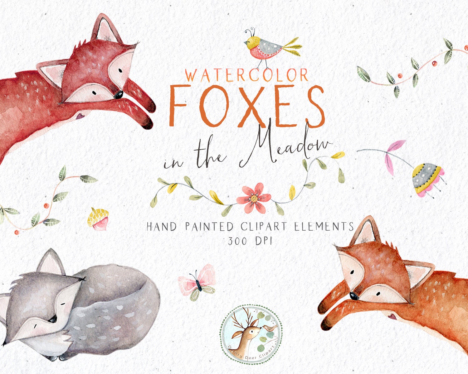 Wald Fuchs Clipart, Waldtiere Clipart, Baby Fuchs Clipart, Aquarell Fuchs Clipart Set, Aquarell Grafiken, handbemalt Wald Art