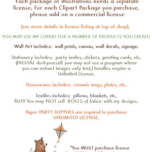 Peut inclure: Une illustration num&eacute;rique d'un ours brun, d'un renard et d'un raton laveur debout ensemble. L'illustration est entour&eacute;e de texte qui explique les diff&eacute;rents types de licences disponibles pour l'utilisation commerciale du clipart. Le texte comprend les mots "Dainty Deer Clipart", "Licence illimit&eacute;e" et "Vous DEVEZ acheter une licence pour TOUT logo, blog, etc., utilisation."